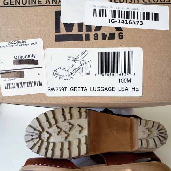 MIA Greta Swedish Clog Free People Size 38 & 40 Luggage Brown Leather Peep Toe - Picture 13 of 13